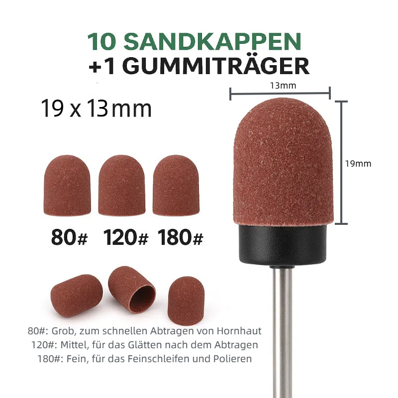 Schleifkappen mit Kunststoffkern inkl. Gummiträger | Fußpflege & Pediküre