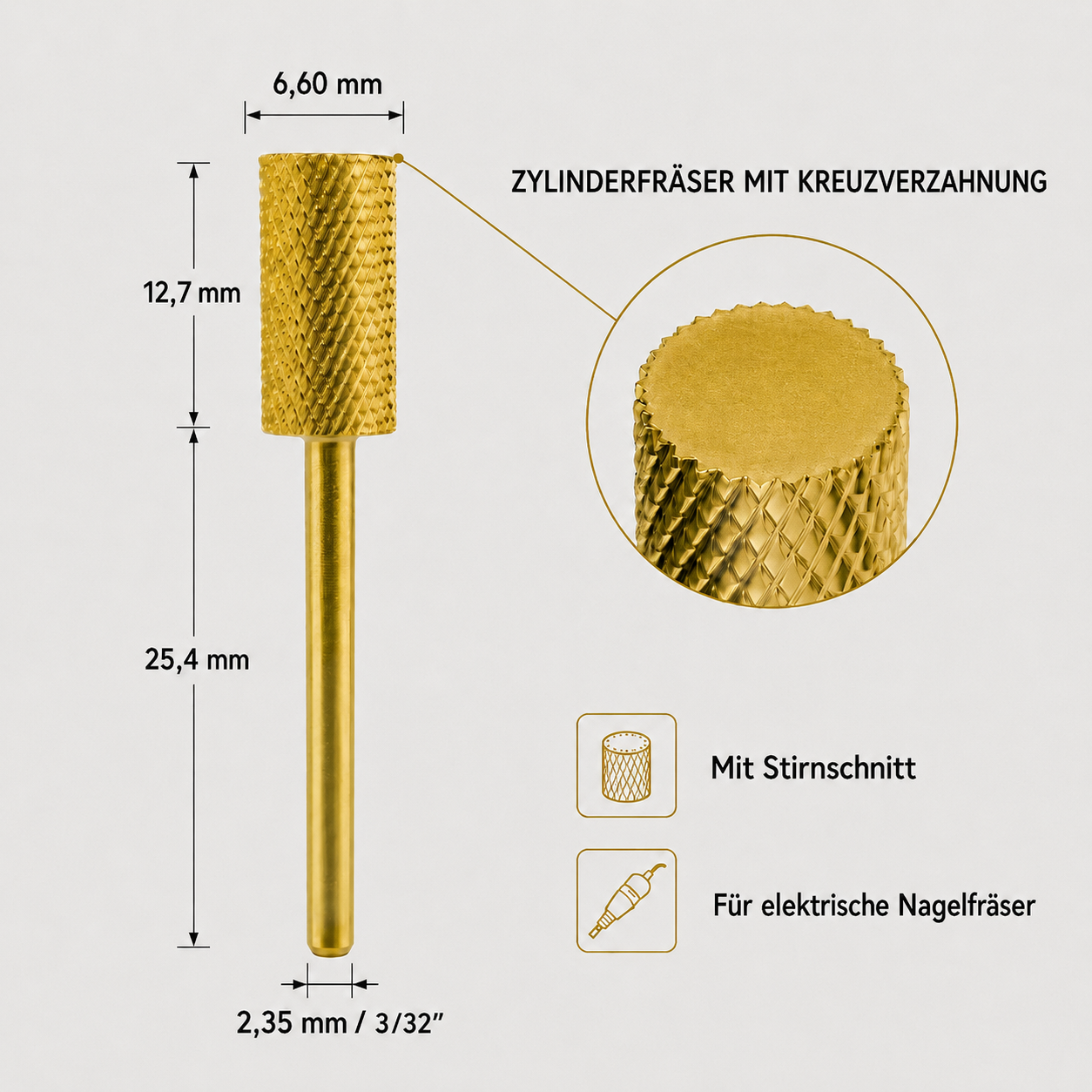 WILSON® Profi-Hartmetallfräser Gold – Zylinder, grob oder mittel