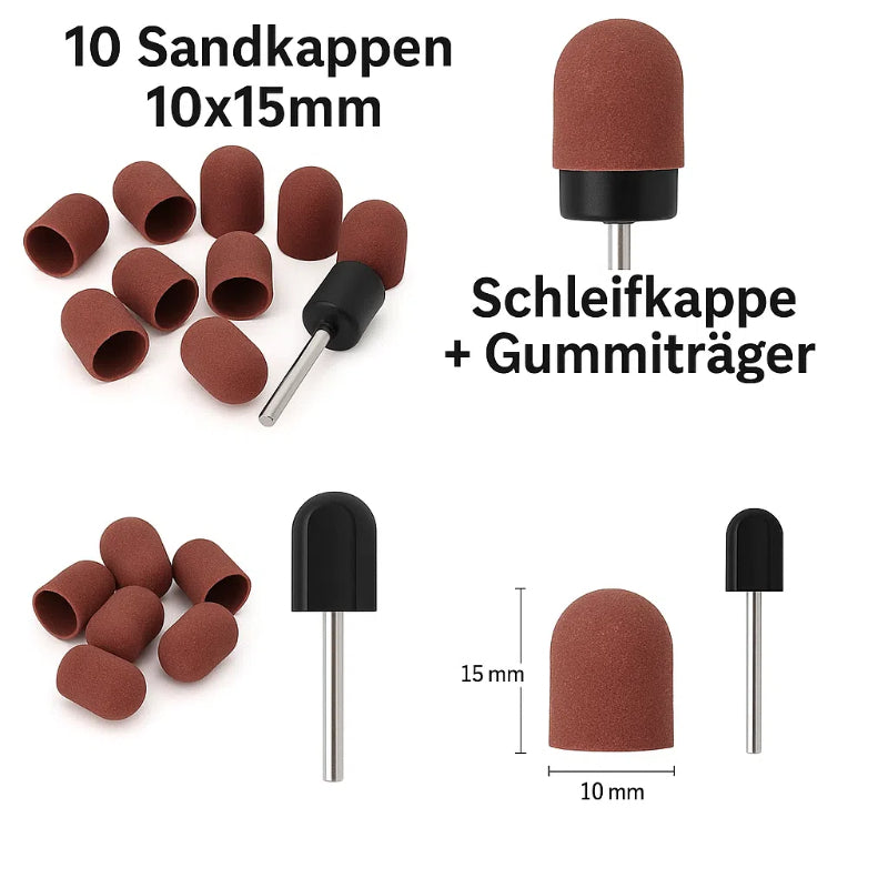 Schleifkappen mit Kunststoffkern inkl. Gummiträger | Fußpflege & Pediküre