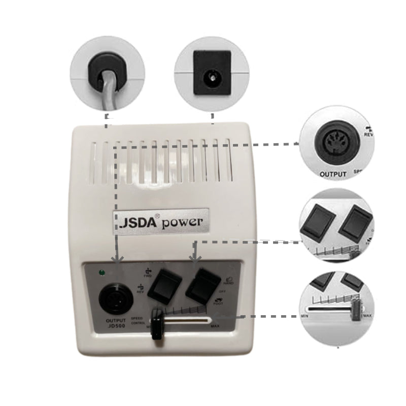JSDA® JD500 elektrische Nagelfräser  | 30.000 U/min | Fußpedal