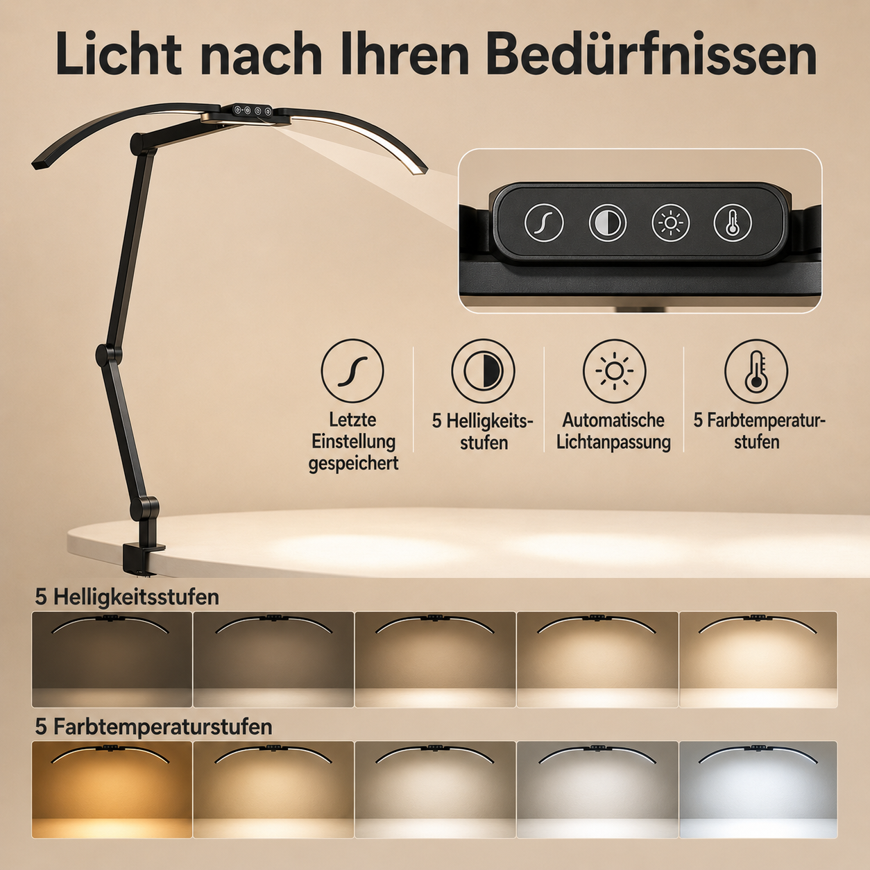 LED-Arbeitslampe für Nagelstudio – gleichmäßiges Licht und flexible Ausrichtung