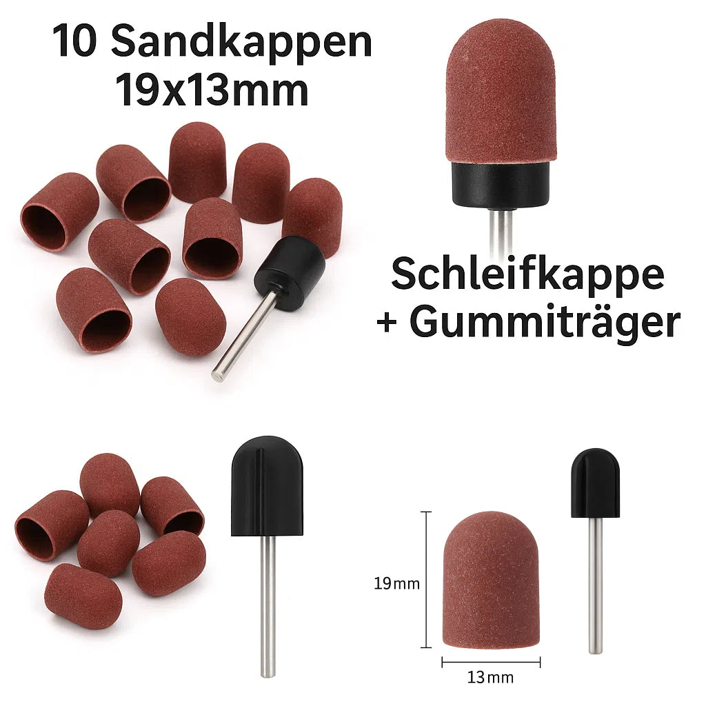 Schleifkappen mit Kunststoffkern inkl. Gummiträger | Fußpflege & Pediküre
