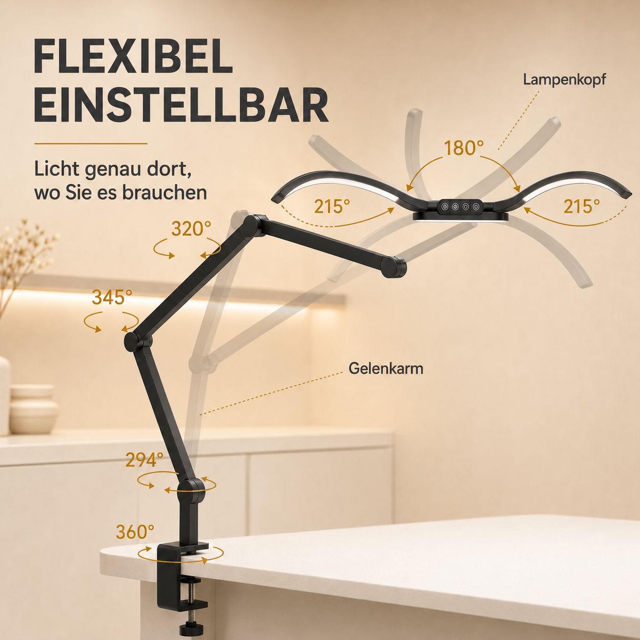 LED-Arbeitslampe für Nagelstudio – gleichmäßiges Licht und flexible Ausrichtung