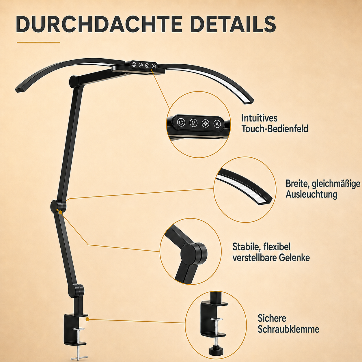 LED-Arbeitslampe für Nagelstudio – gleichmäßiges Licht und flexible Ausrichtung