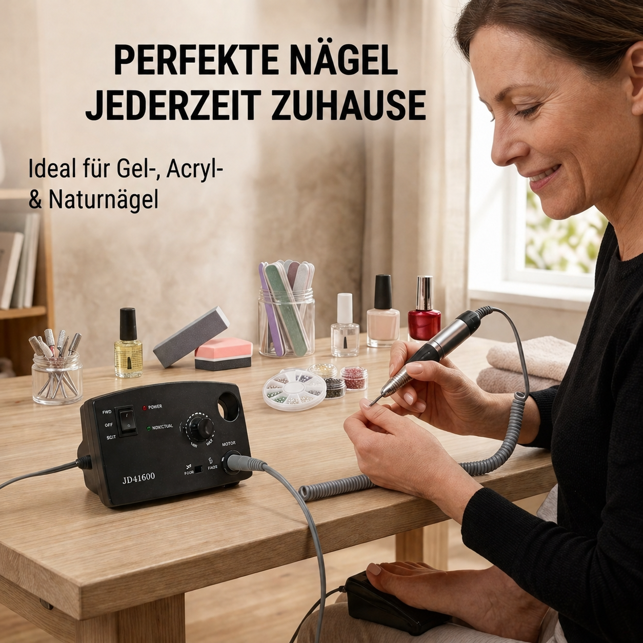 JSDA® JD4500 elektrische Nagelfräser | 30.000 U/min | Fußpedal