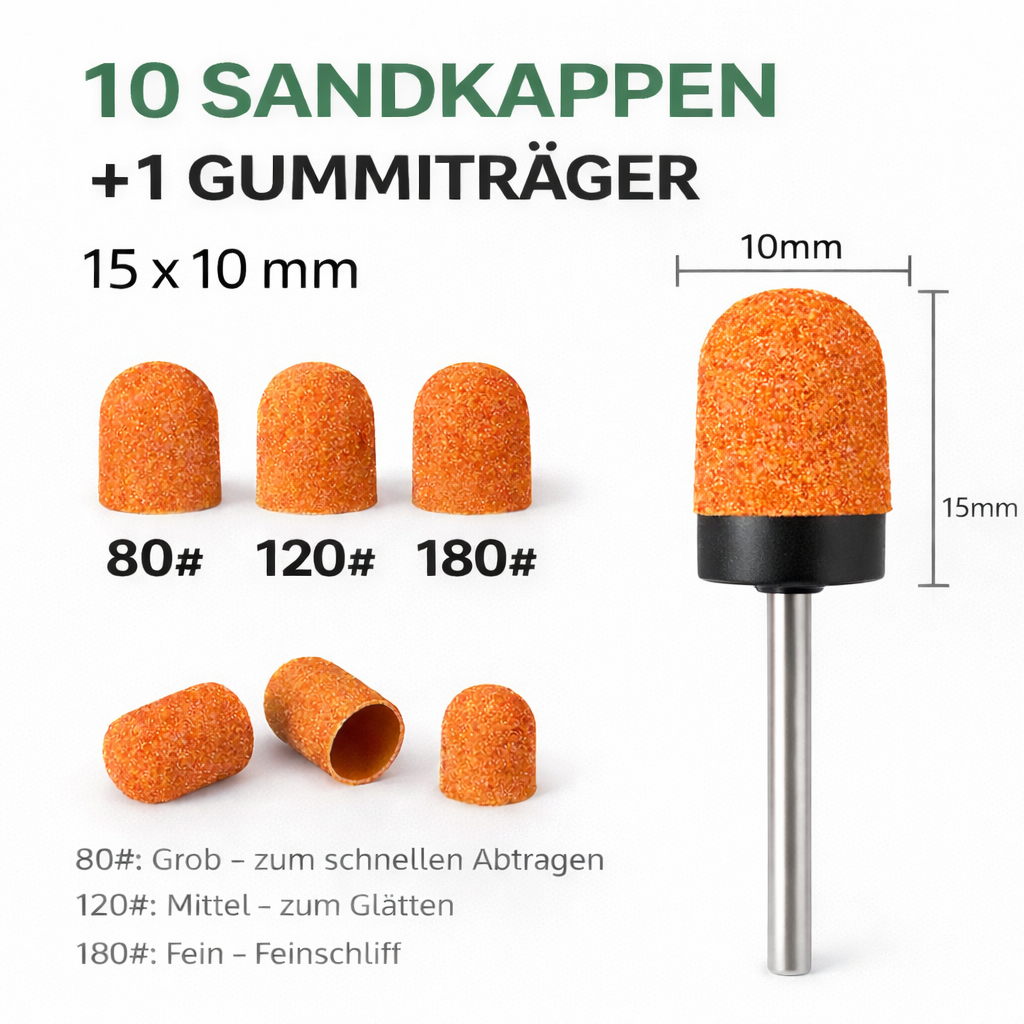 Textil-Schleifkappen mit Kunststoffkern inkl. Gummiträger | Fußpflege & Pediküre