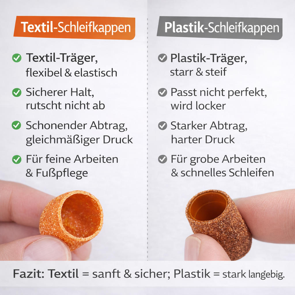 Textil-Schleifkappen mit Kunststoffkern inkl. Gummiträger | Fußpflege & Pediküre