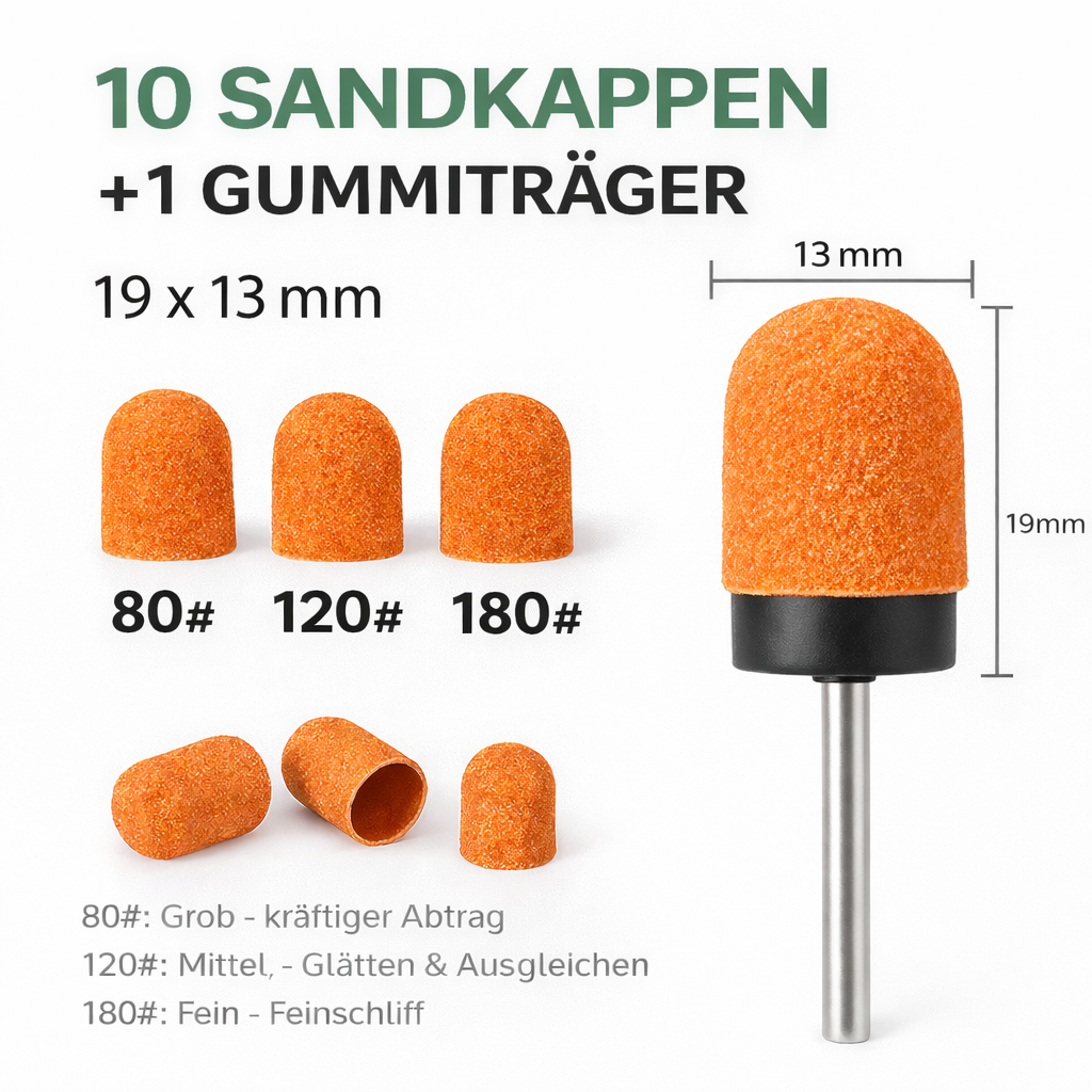 Textil-Schleifkappen mit Kunststoffkern inkl. Gummiträger | Fußpflege & Pediküre