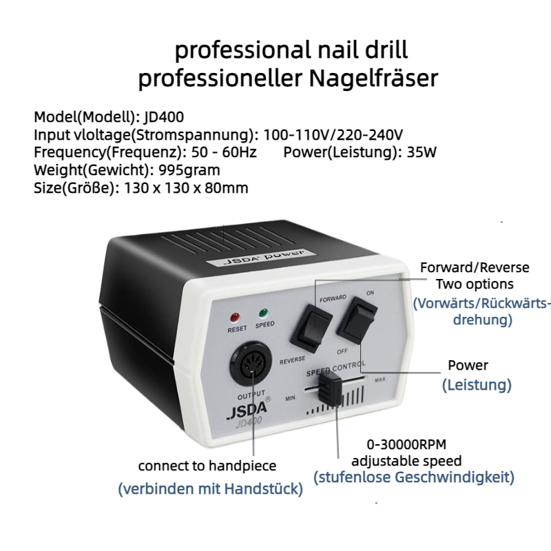 JSDA® JD400 elektrischer Nagelfräser  | 30.000 U/min