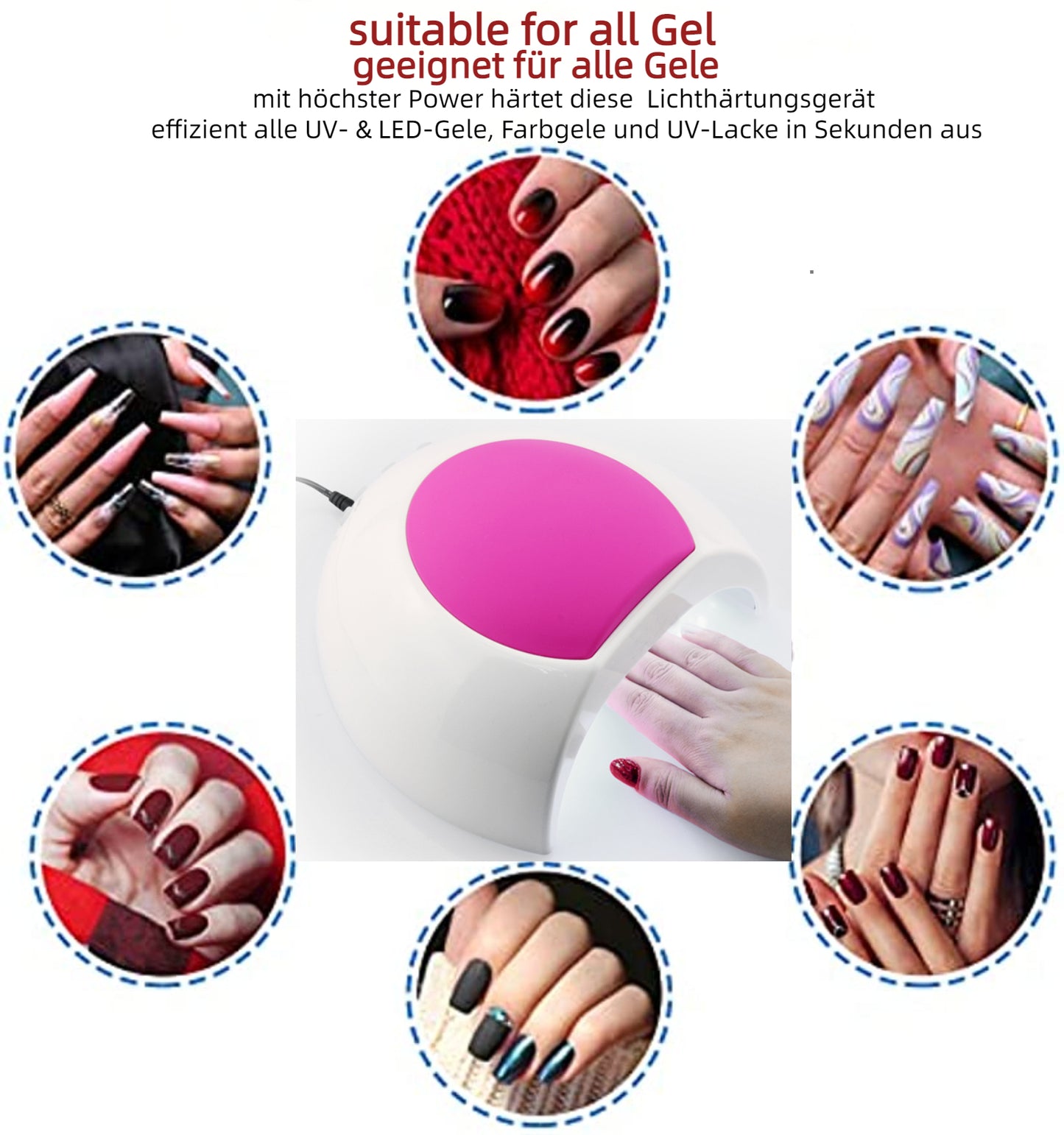 SUNUV® SUN2C UV/LED-Nagellampe für Gel, Shellac & UV-Lack | Auto-Sensor | 3 Wechselcover