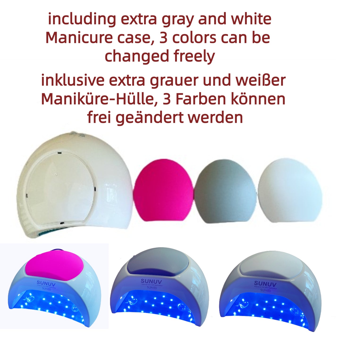 SUNUV® SUN2C UV/LED-Nagellampe für Gel, Shellac & UV-Lack | Auto-Sensor | 3 Wechselcover